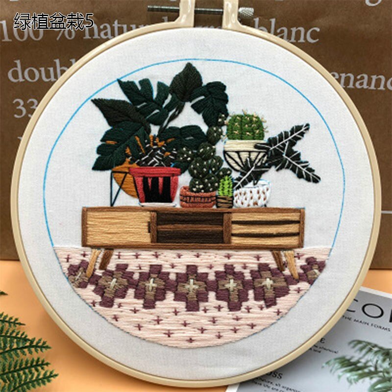 DIY Embroidery Kit 3D Embroidery Material Package Plants Series Cross Stitch Tool Bordados Primary Novice Hanging Painting Decor: 5