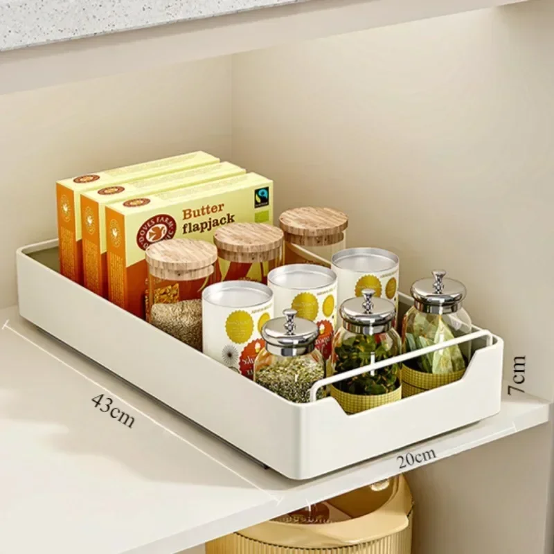 Uittrekbare keukenladen Keukenopbergrekken Glijrails Type opbergvak Kruidendozen Desktopopberglade met grote capaciteit: Light Grey