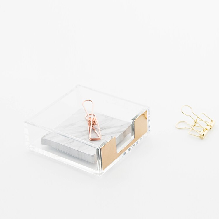 Clear Memo Pad Box Multifunction Message Pad Notice Storage Box Card Office Stationary Holder Makeup Cosmetic Box