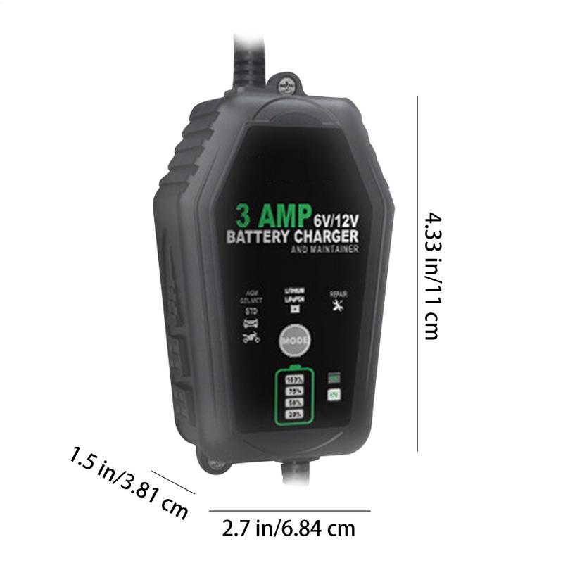 Manutentore batteria per auto Caricabatteria per auto e moto Caricabatterie 3A Caricatore di mantenimento Caricatore automobilistico Controllo pulsante per le aziende