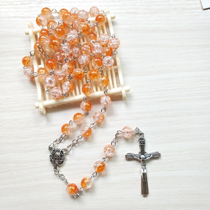 Retro rosenkrans pärlor halsband för kvinnor kors jesus hänge religiösa kristna smycken berlock