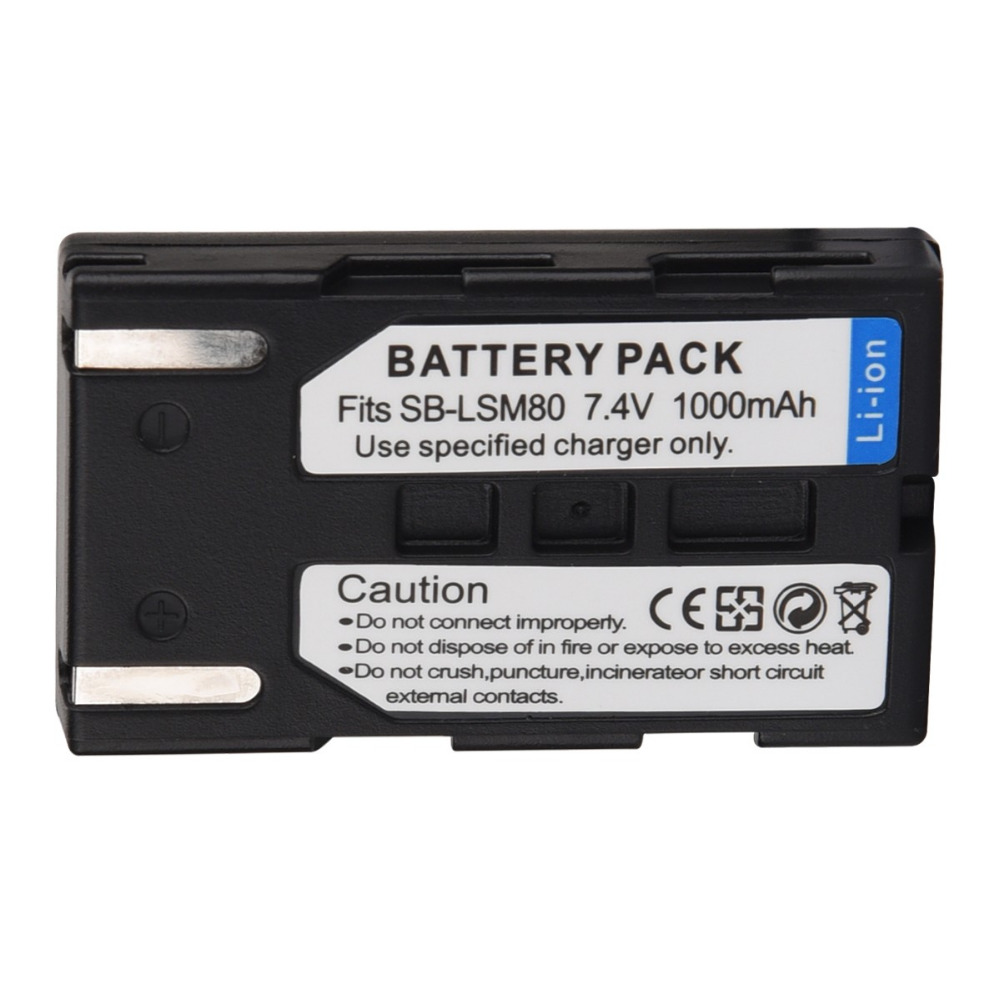 1000 mAh SB-LSM80 SB LSM80 batería de repuesto de Batteria para Samsung VP DC161 DC163 DC165WB DC565WBi DC563i SC-D351 SC-D353