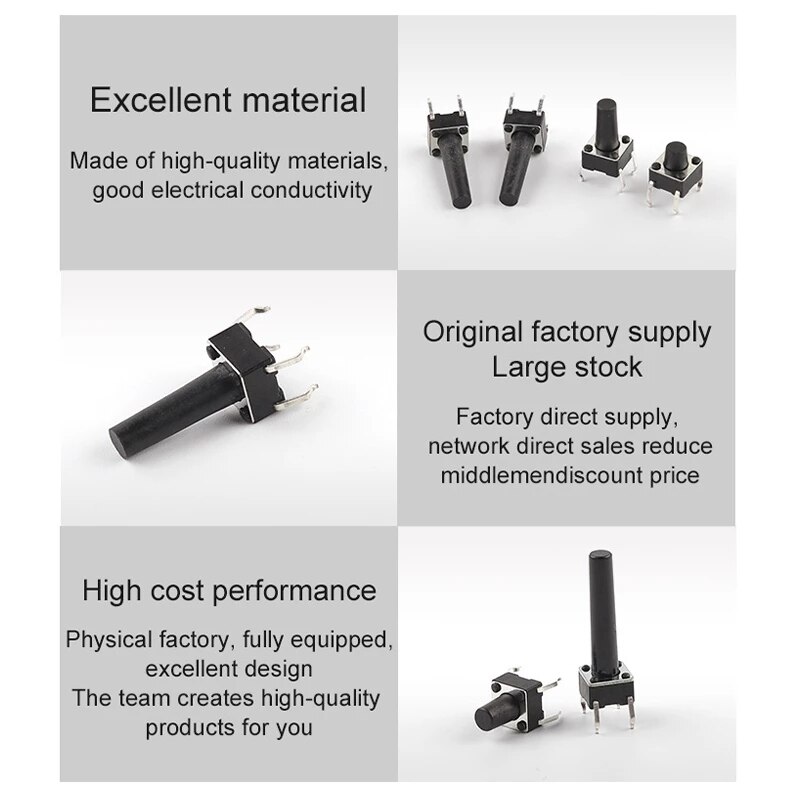 20/100 sztuk 6x6x4.3/5/5.5/6/7/8/9/10/11mm przełącznik taktowy 4Pin 6x6mm Panel PCB chwilowy dotykowy takt Mini przełącznik wciskany