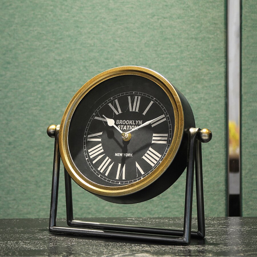 American Retro Desk Clock Living Room Desktop Decoration Desk Clock Metal Ornaments Desk Watch Simple Antique Bedroom Clock
