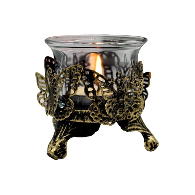 Portavelas con forma de taza, soporte de candelabro Vintage hueco para decoración del hogar, boda, adorno de mesa, Candelabros: A3