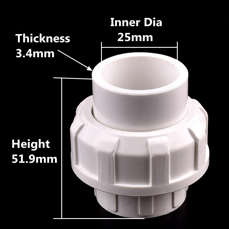 2~20pcs I.D20~50mm PVC Union Connector Garden Irrigation Water Pipe Fittings Home DIY Aquarium Fish Tank Tube Joints Pattern: 20pcs / inner dia 25mm