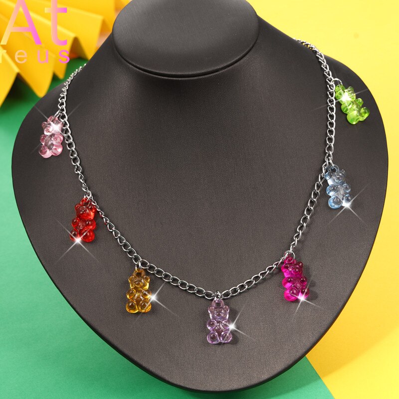 Chic Colorful Daisy Flower Pendant Necklace For Women Cute Resin Square Chain Choker Necklace Jewelry For Girl Spring: XL1908