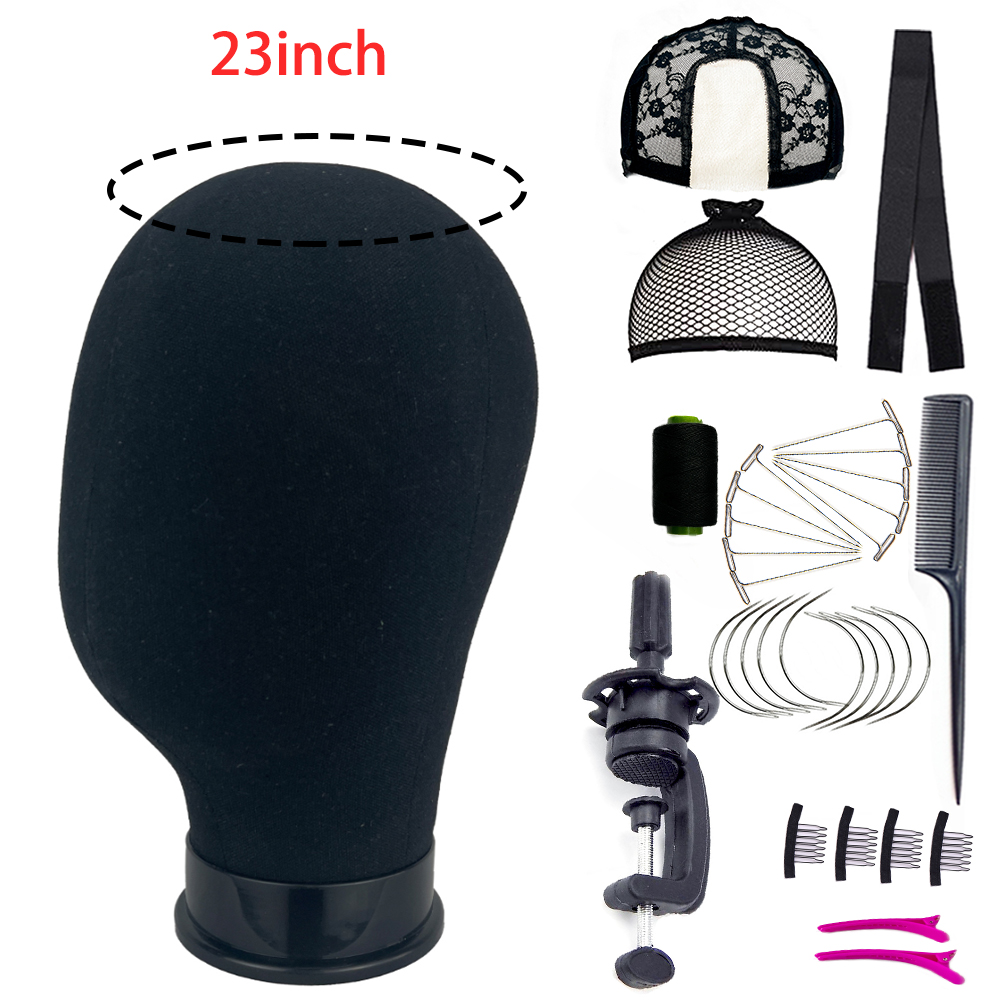 Nowa głowa manekina Stojak na perukę Płócienna głowa z regulowaną głowicą manekina Statyw robić wyświetlania peruk z czapkami na peruki T szpilki: fioletowy