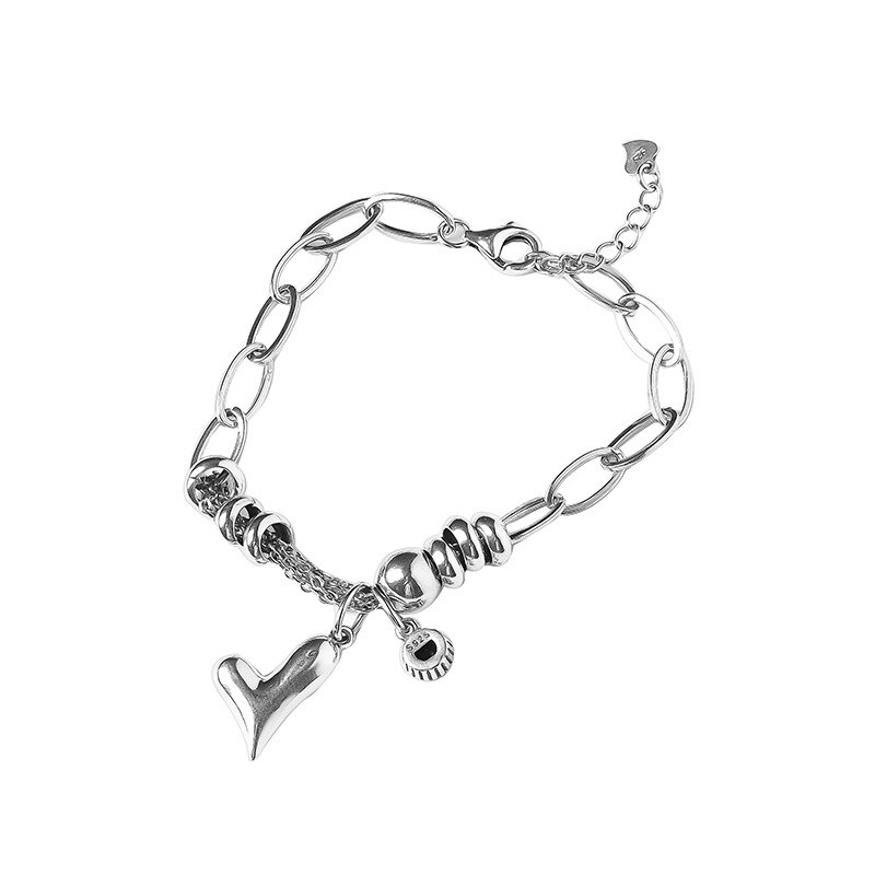 Foxanry 925 Sterling Zilveren Armband Voor Vrouwen Trendy Punk Vintage Charmante Zoete Liefde Hart Zirkoon Sieraden Verjaardagscadeaus