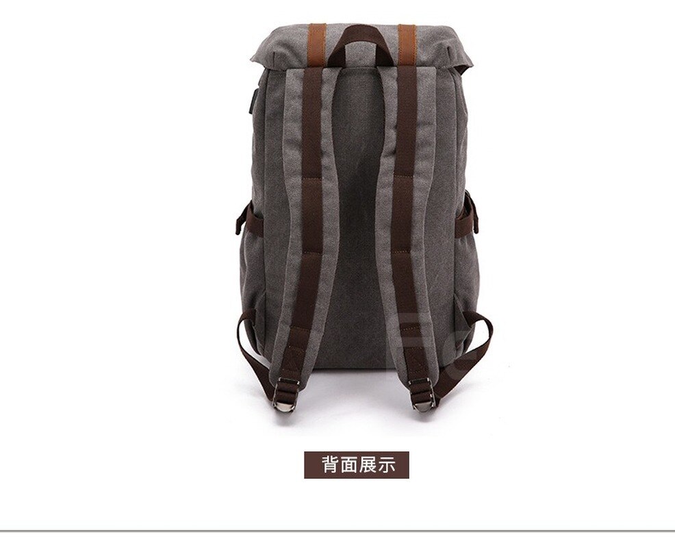 Neue Stil Leinwand Tasche USB Gewaschen Leinwand Retro Casual Rucksack Männer Reise Rucksack Laptop Tasche