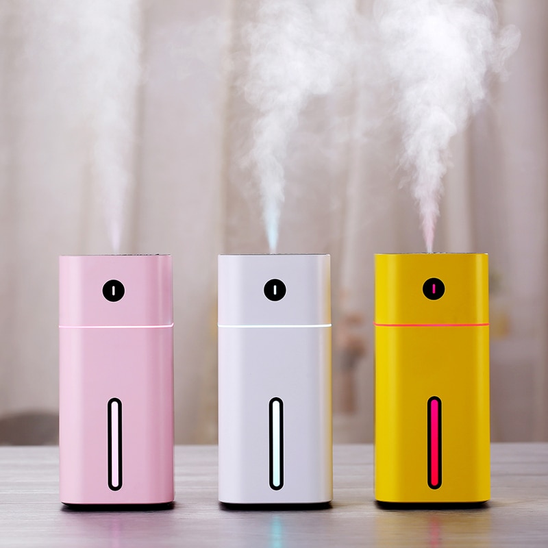 Difusor de aceites esenciales, Mini humidificador cuadrado D ultrasónico, purificador de aire, Luz LED nocturna, ambientador de coche USB para oficina
