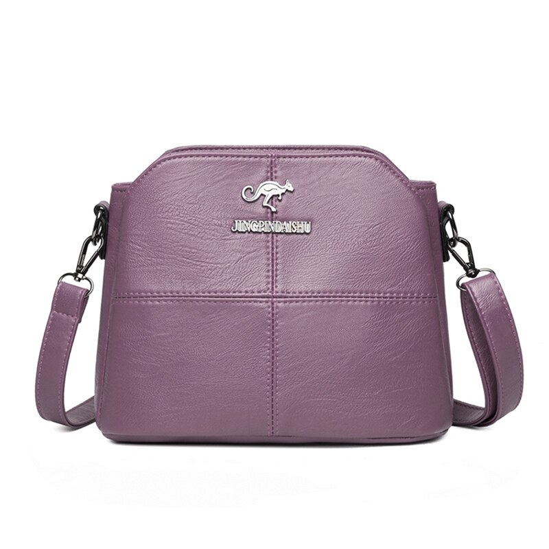 Soft Leather Middle-aged Mother Shoulder Bag All-match Casual Diagonal Bag High Capacity Women PU Handbag: purple