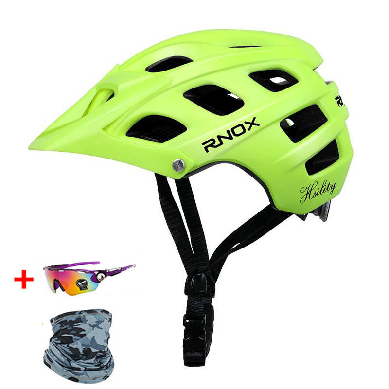 RNOX-casco de ciclismo ligero para hombre y mujer, gorra de seguridad transpirable en molde, para deportes al aire libre, equipo de bicicleta de montaña y carretera: green 2