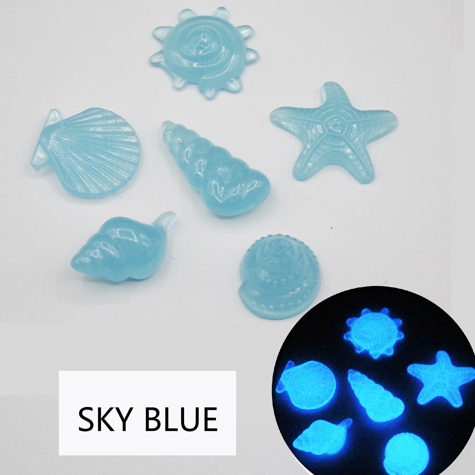 80 PCS Luminous Artificial Stones Glow in the Dark Starfish Shell Pebbles Garden Pathway Decoration Noctilucent Pebbles For Yard: Sky Blue