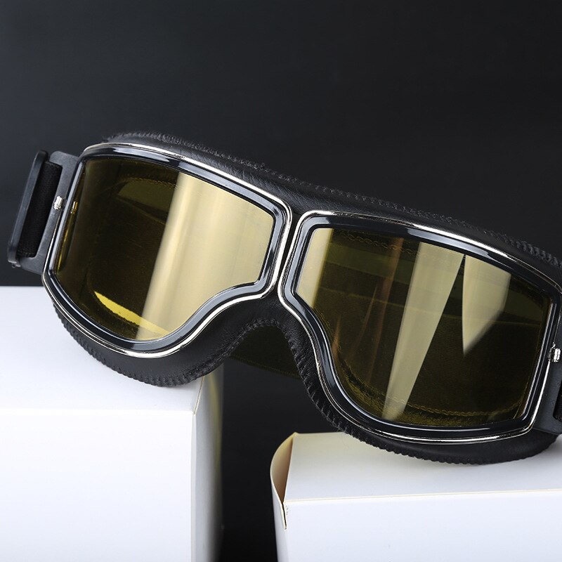 Gafas de cuero de Estilo Vintage para motocicleta, lentes para casco, Jet Retro, novedad: 3