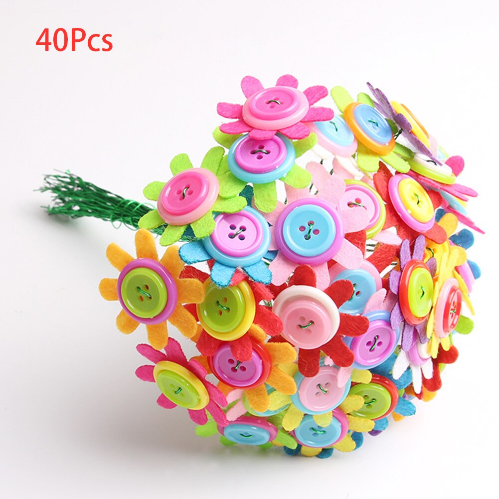 Bricolage artisanat à la main enfants maternelle décoration Bouquet bouton fleur Kit maison feutre pétales enfants jouet chambre couleur aléatoire