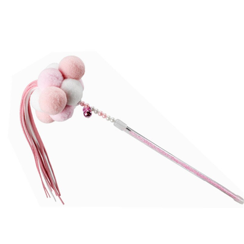 Juguetes para gatos, palillo interactivo para gatos, divertida caña de pescar para gatos, varita de juego, palo de plumas, accesorios para mascotas: Pink