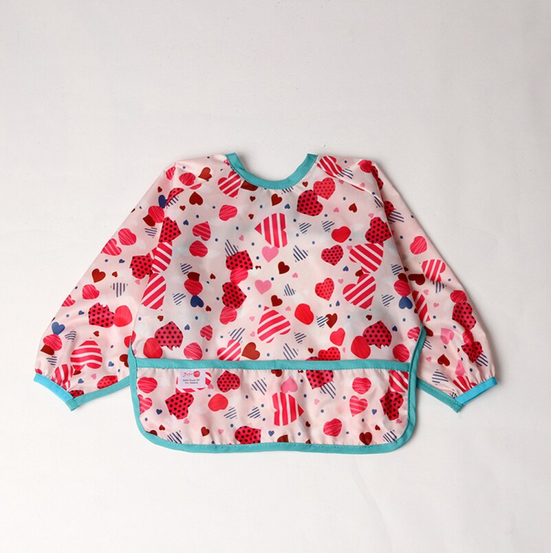 Mignon bébé enfants bavoirs avec pleine à manches longues imperméable coloré infantile enfants Bandana enfant en bas âge sevrage alimentation bavoir tabliers trucs: Love