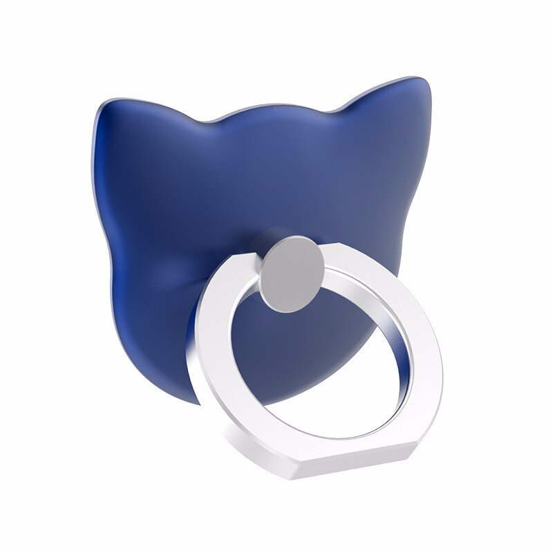 Kattenkop galvaniseren vinger ring houder mobiele telefoon houder telefoonstandaard ringen 360 graden standaard houder voor iphone telefoon ring: Blauw