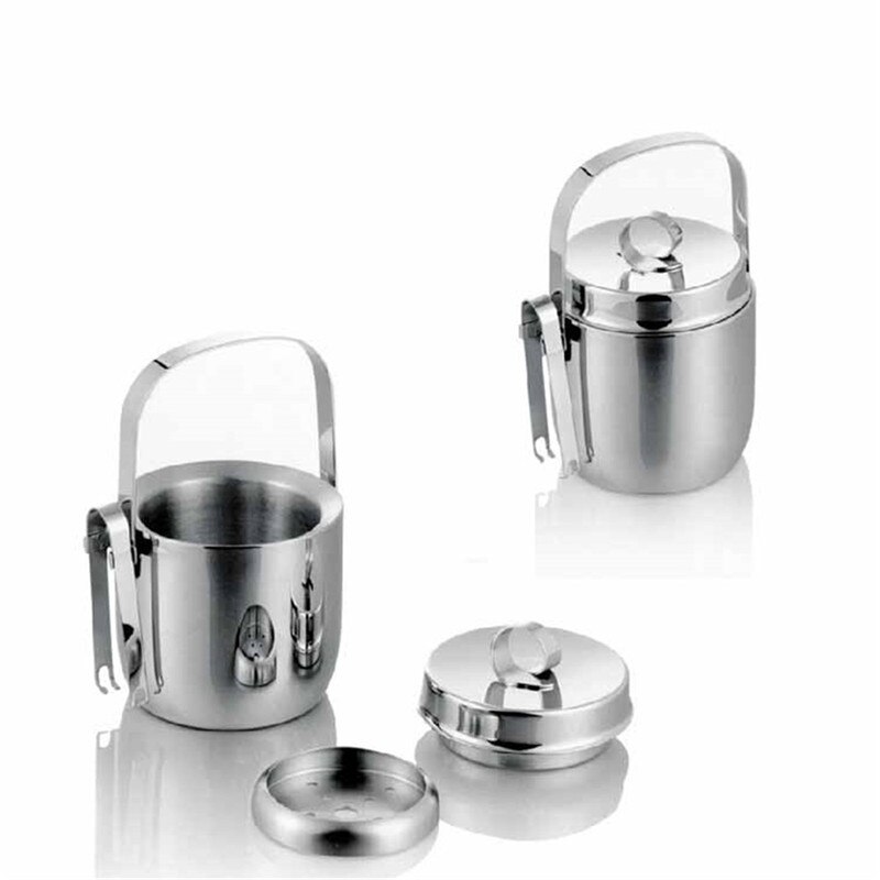 High Grade Ice Cube Container Stainless steel Double Walled 1L Ice Bar Bucket with Tongs Lid Ice Home Bar Beer Wine Cooler