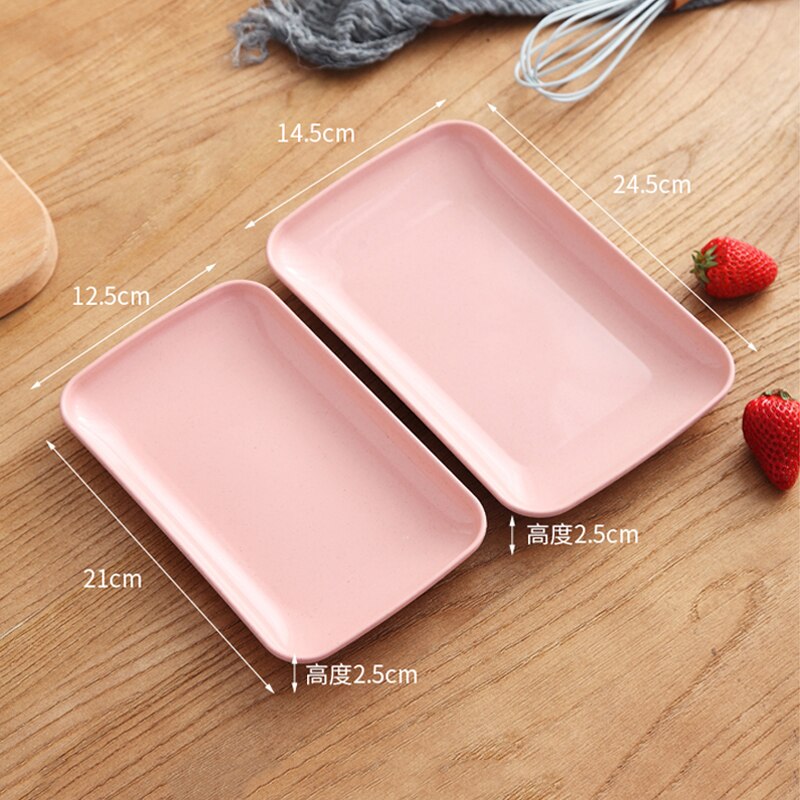 4 pezzi piatto di paglia di grano piatto rettangolare creativo stile nordico piatto di verzura ristorante casa spuntino piatto di frutta