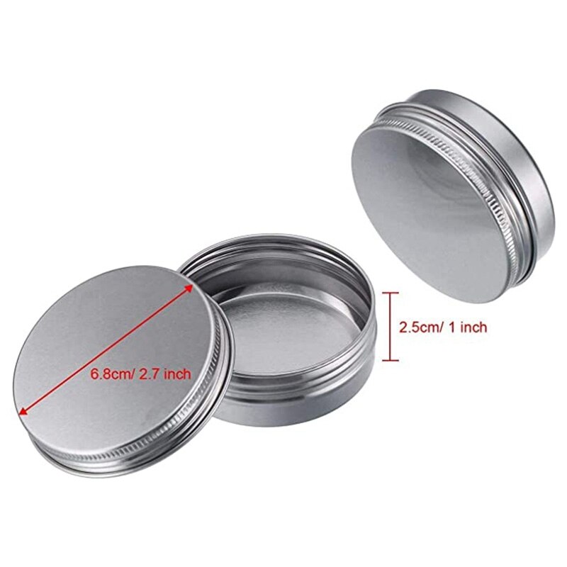 LBER 35Pcs 2 Oz Food Tins Aluminum Storage Cans Screw Top Round Steel Tins Cans with Screw Lid Screw Lid Containers: Default Title