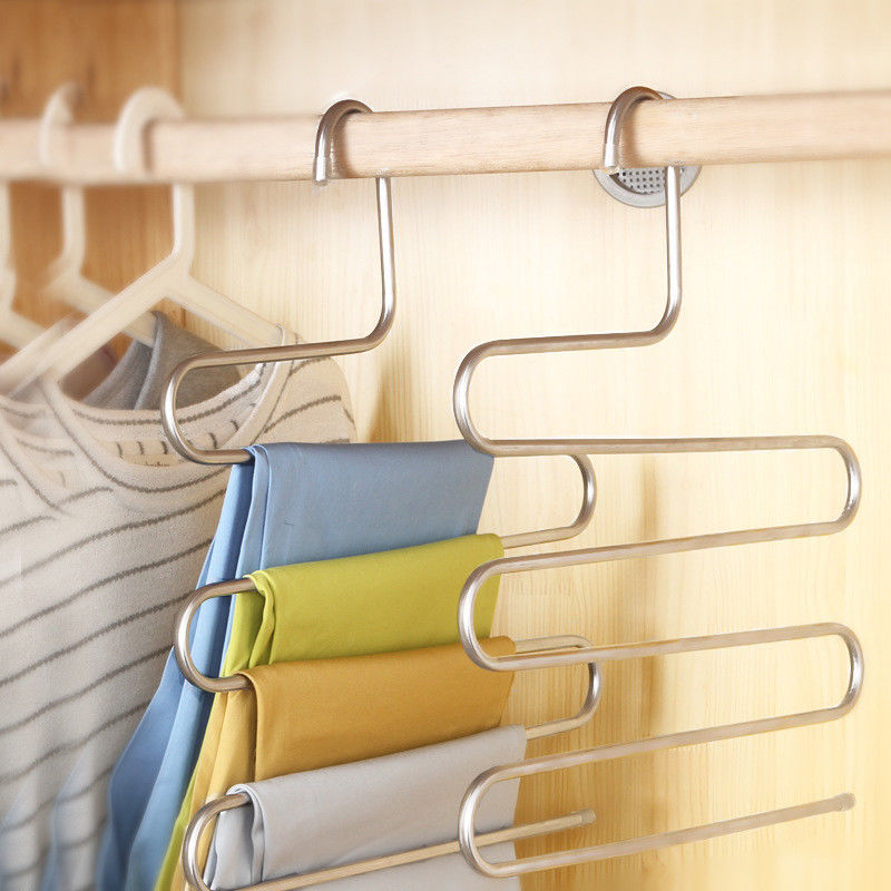 Colgador de pantalones organizador de pantalones, estantería para colgar ropa, colgador de capas para almacenamiento de ropa, ahorrador de espacio, organización de armarios, decoración del hogar