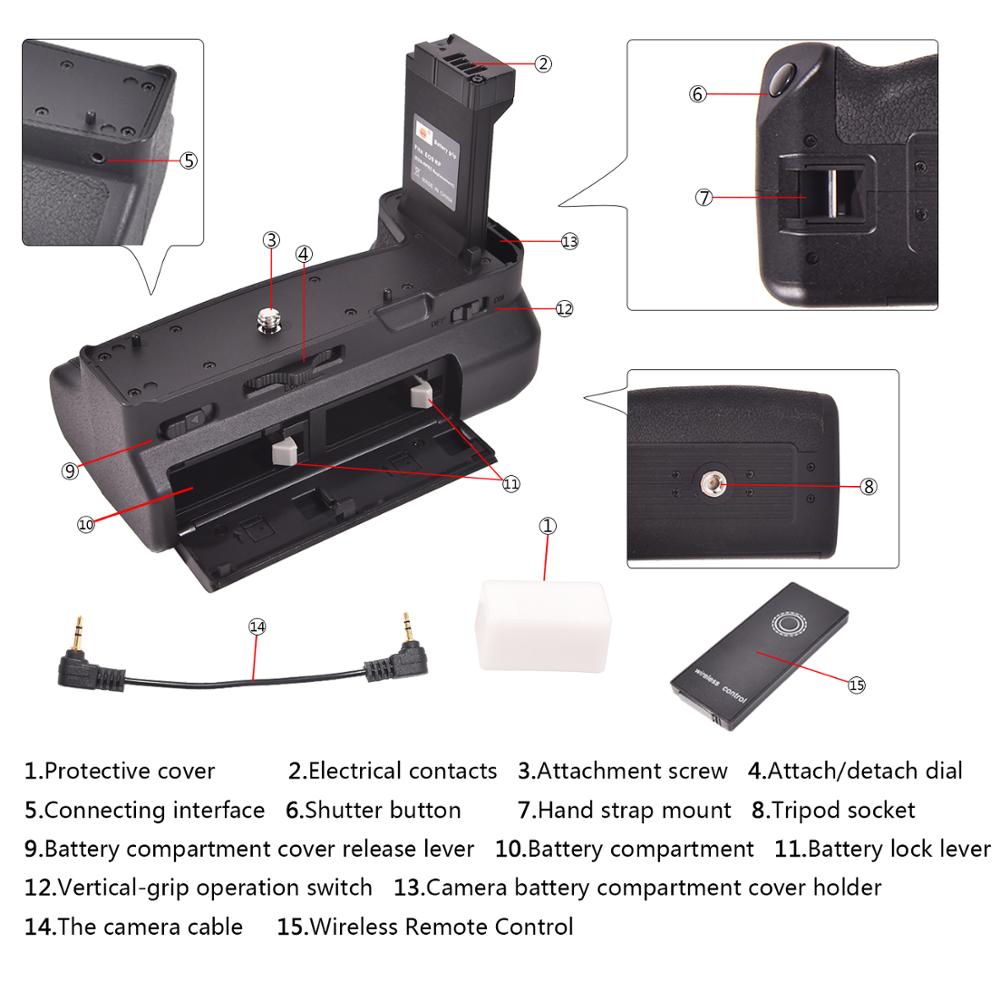 DSTE EOS RP RC Vertical Battery Grip Holder with Remote Control for Canon EOS RP Camera Replacement EG-E1 Battery Grip