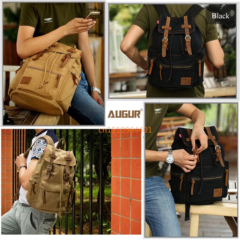 AUGUR 17 inch men&#39;s backpack vintage canvas backpack school bag men&#39;s travel bags large capacity travel laptop backpack bag