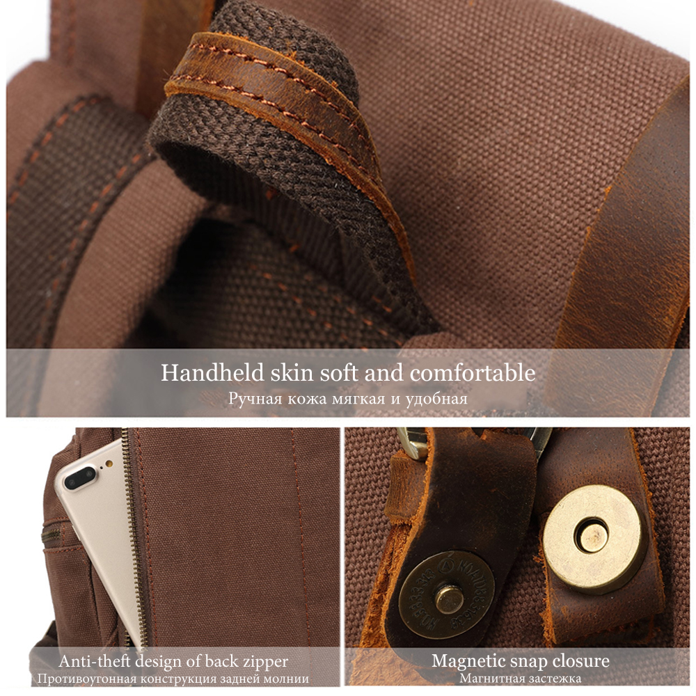 MARKROYAL Canvas Retro Men's Bag Backpack Suitable 14 Inch Laptop Bag Vintage 36-55L Wear-resistant Backpack Coffee Dripshipping