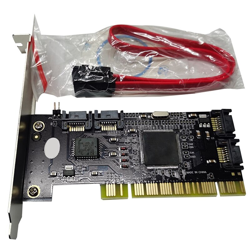 Pci Sata Interne Poorten Raid Controller Card (4-Poorten) Sil3114 Chipset Sata Kabels Met Twee Sata Kabels: Default Title