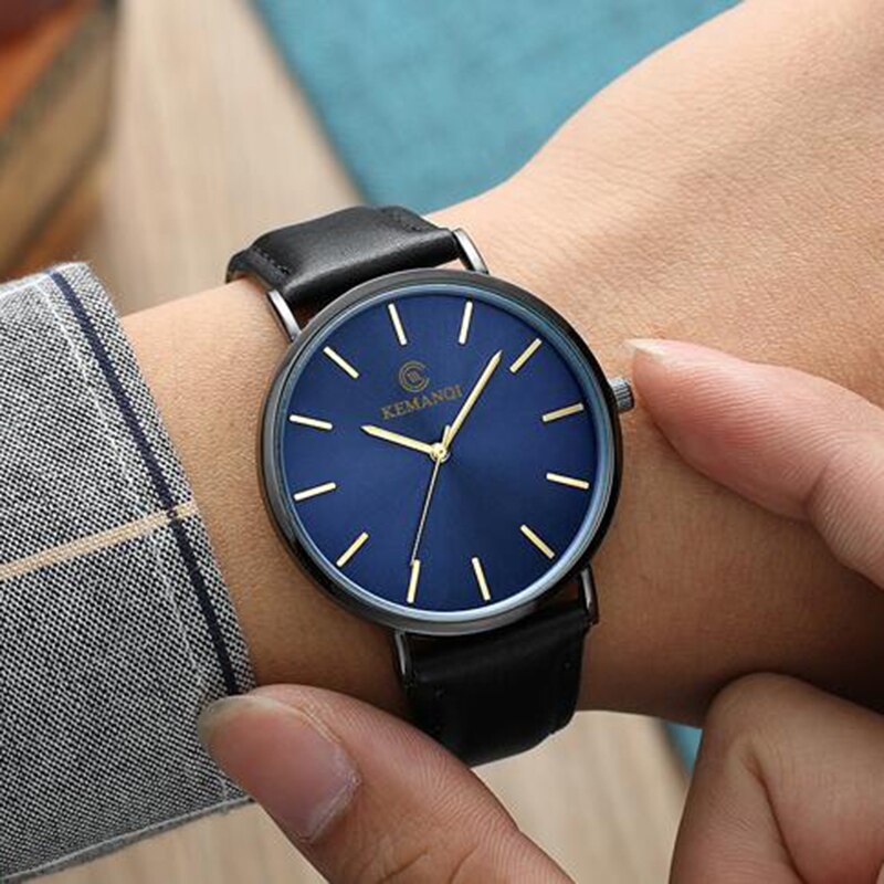 Montres à Quartz pour hommes bleu | En verre, à la , montres minces, erkek kol, saati, reloj hombre, Relogio Masculino