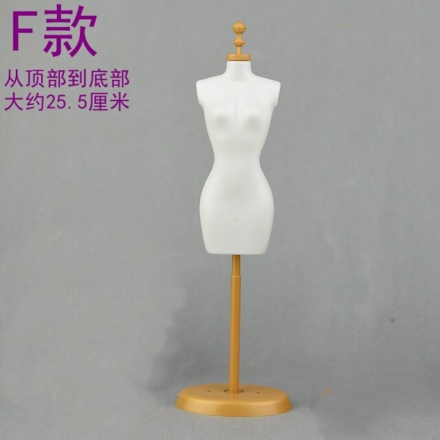 Mannequin porte-vêtements de poupée 30cm, Mini robe de mariée modèle d&#39;armoire porte-jupe Miniature Support 5 pièces, 1/6: white