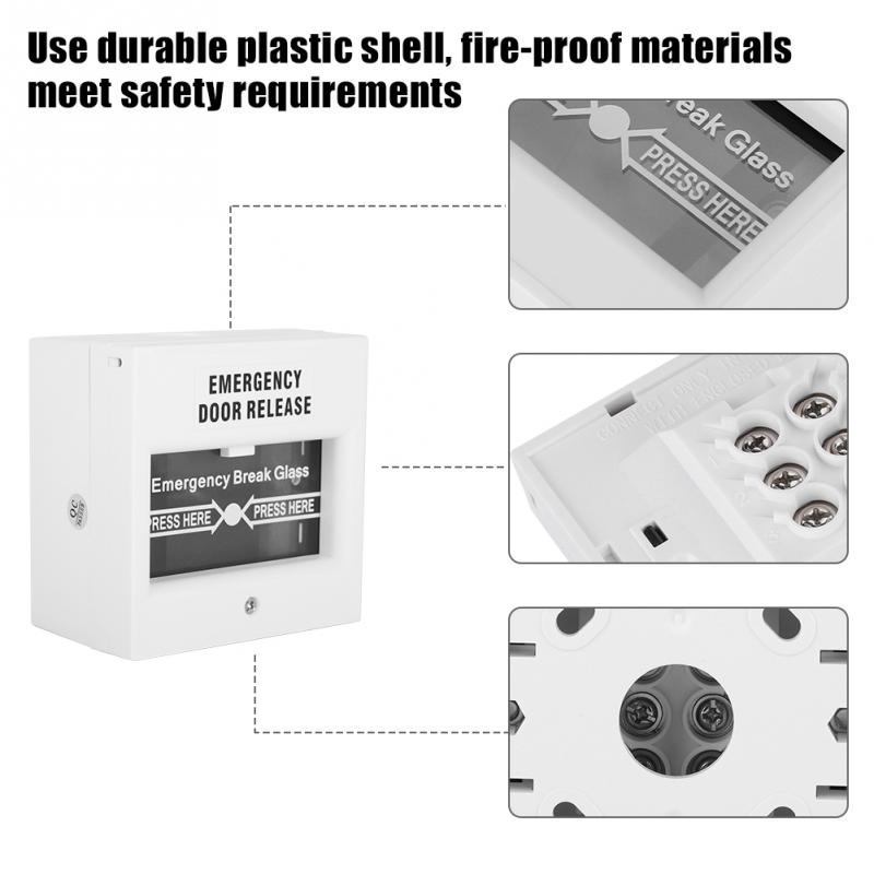 Emergency Door Release Fire Alarm Security Glass Break Alarm Button Fireproof Materials White