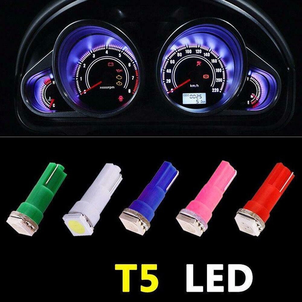 50pcs Automobile Led Instrument Lights T5 5050 1SMD Central Control Lights Color White Red Blue Green Pink Purple Each 10pcs