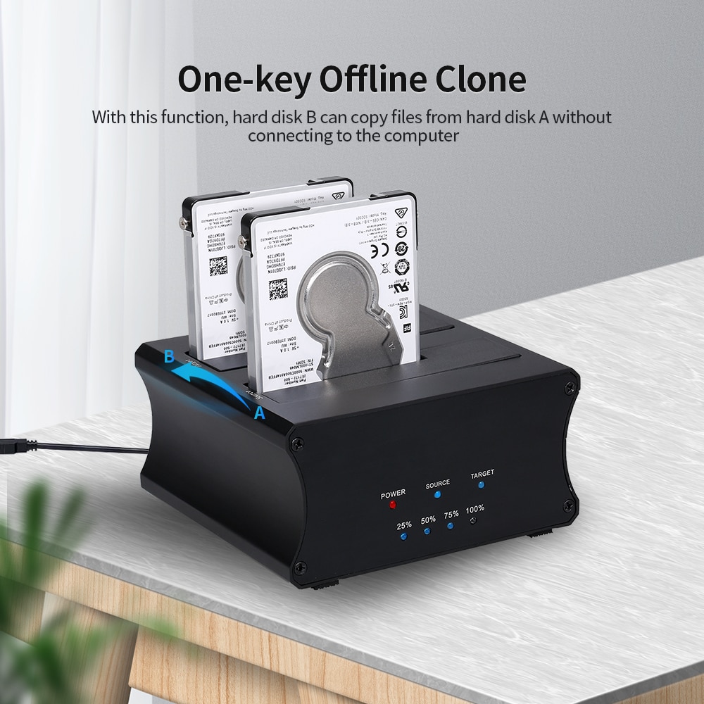 Aluminium Alloy USB 3.0 Dual Bay HDD Docking Station 2.5/3.5inch SATA HDD/SSD Docking Station