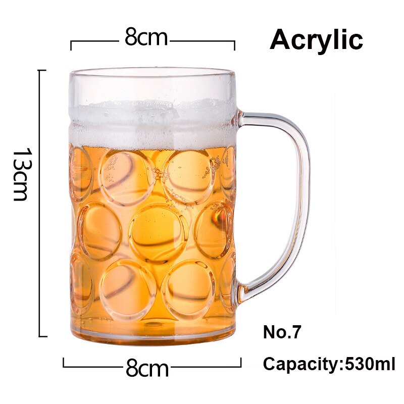 Large Capacity Acrylic Beer Mug Glass Transparent Plastic Anti Bar Glass 400-600ml Juice Cup Draught-beer Cup: 7