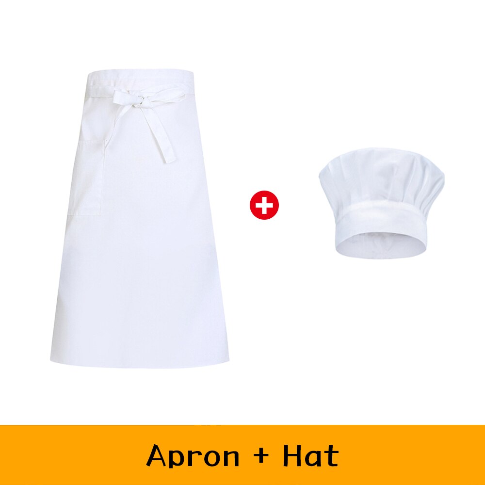 Chef Waiter Apron+hat Set Kitchen Cook Uniform Hotel Restaurant Baking Workwear Men Women Coffee Shop Food Service Overalls: 3