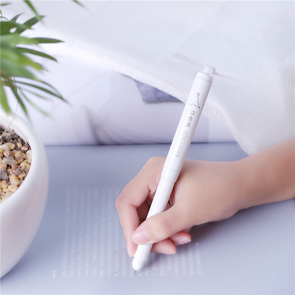 Fan Pen Summer Artifact Cute Mini Fan Pen DIY Toy Stationery Fresh Ballpoint Pen Writing Pen No Battery