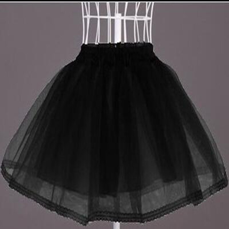 Frauen Braut Einzigen Schicht Chiffon Lolita Kurze Petticoat Ballettröckchen Felsen Blumen- Spitze trimmen Prinzessin Hochzeit kleid