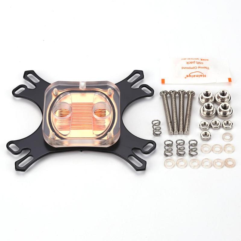 Transparante Cpu Water Block Waterblock Koperen Basis Cpu Waterkoeler Computer Pc Cooling Radiator Voor Intel Voor Amd Met Schroeven
