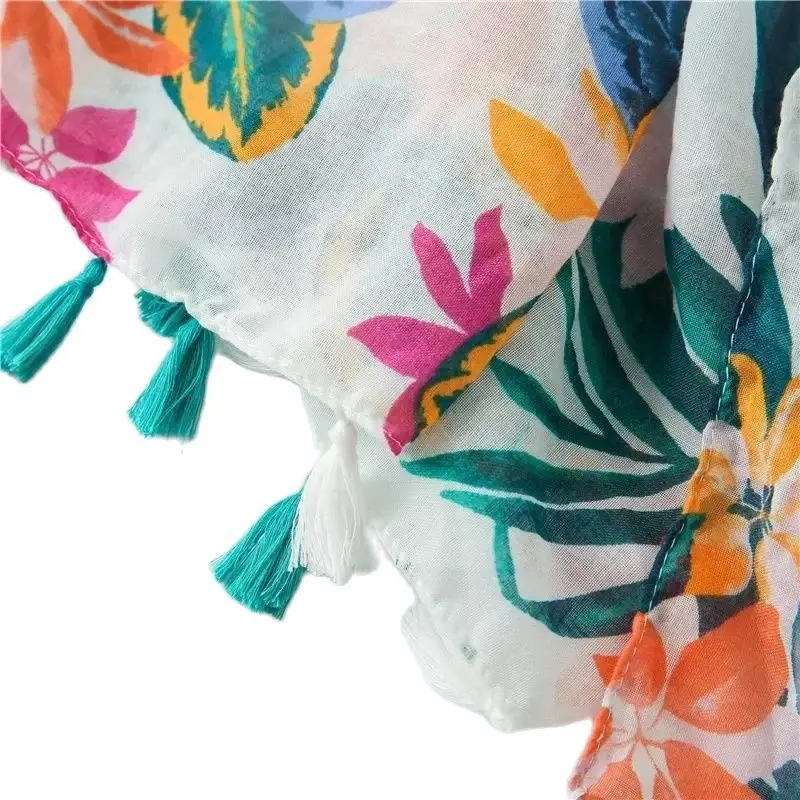 Golexury été foulards de plage Viscose châle imprimé Tropical robe de plage haut feuille verte écharpe pour femmes dames pas cher Hijab écharpe