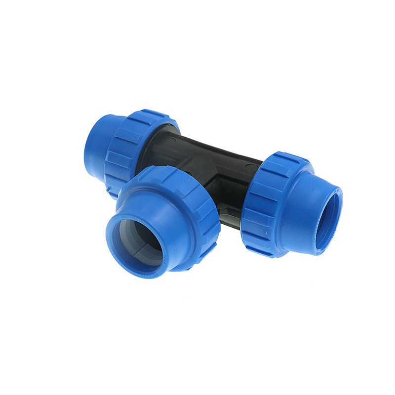 1pc HDPE Compression Equal Tee Plastic Irrigation Water Supply PP Fitting Top Supplier PN16 Fluid Quick Pipe