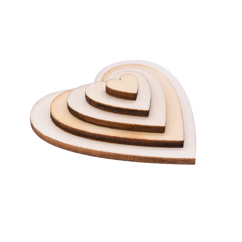 1Pack Hout Plakjes Discs Houten Hart Love Blank Onvoltooide Natuurlijke Ambachten Benodigdheden Bruiloft Ornamenten