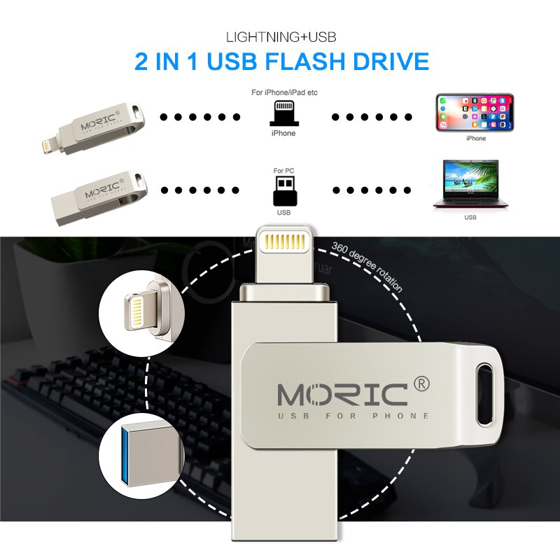 Ios Flash Drive 128Gb Voor Iphone Ipad Photostick Usb 3.0 Pen Drive 64Gb 32Gb 256Gb Usb C Flash Usb