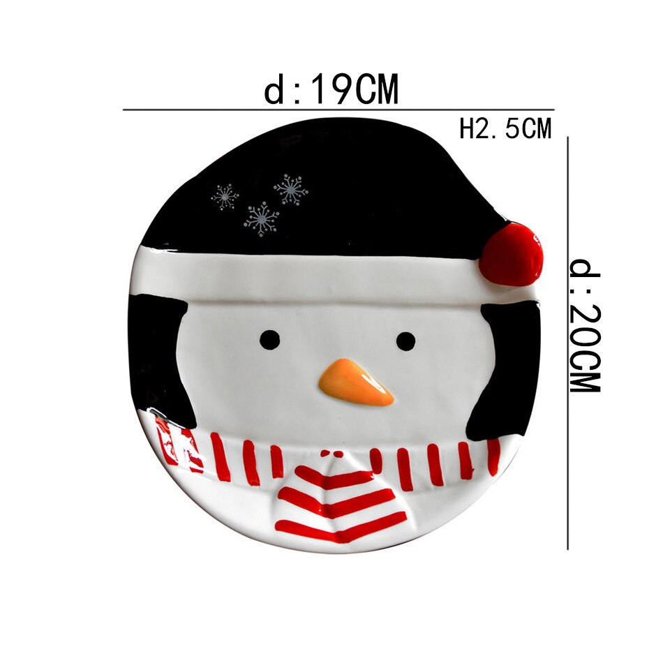 Plato de cerámica de Papá Noel para niños, vajilla de Navidad de dibujos animados, taza con , placa de pingüino Underglaze, novedad de