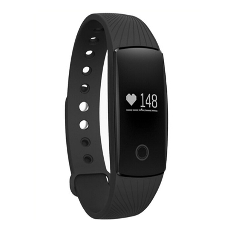 PK ID107 Heart Rate Smart Bracelet Watch Heart Rate Monitor Pedometer Smart Band Wireless Fitness Tracker Wristband: Black