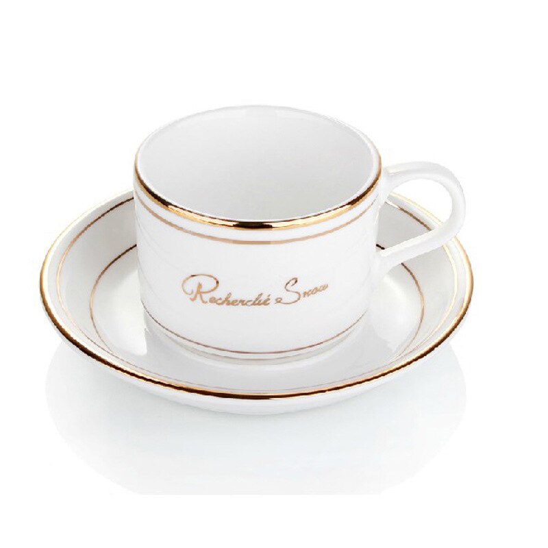 Chińska porcelana w stylu europejskim filiżanka kawy + danie dwuczęściowe, złota krawędź/srebrna obręcz filiżanka kawy: złoto Rim