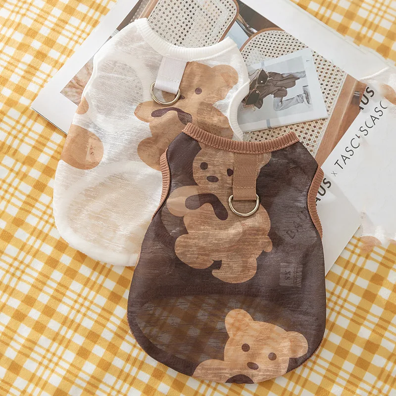 Chaleco de tracción de oso de malla sin mangas para perro y gato, chaleco de refrigeración fino y transpirable, ropa de verano