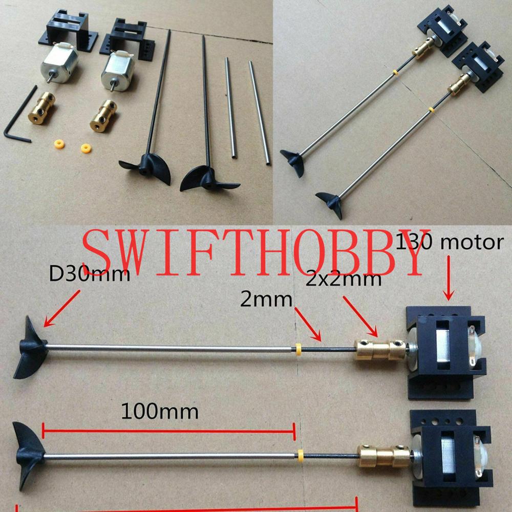 Kit 2 Moteurs RC Boat Drive Set 130 - Hélices, Arbre, Siège Moteur - Pour Modélisme Bateau DIY